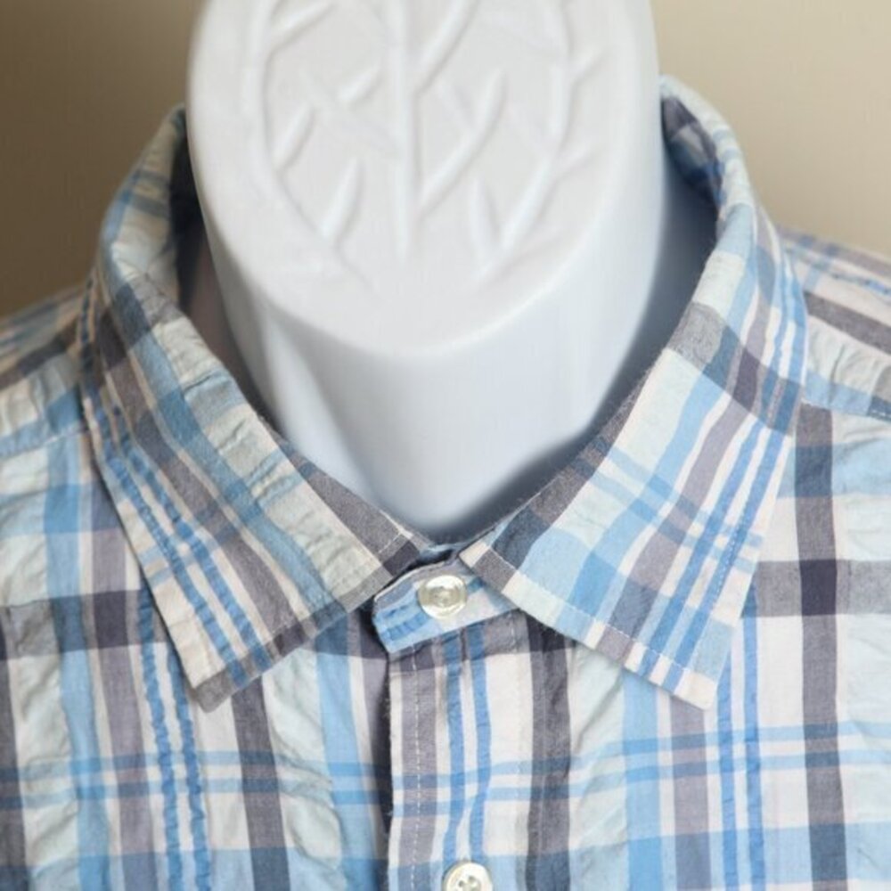 🐳 Vineyard Vines Men’s L White Blue Textured Island Shirt LS EUC 🏝️
